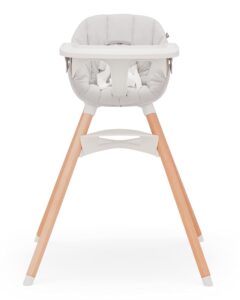 lalo the chair convertible 3-in-1 high chair - wooden high chair for babies & toddlers, baby high chair with dishwasher safe tray, adjustable footrest & machine washable high chair cushion, coconut