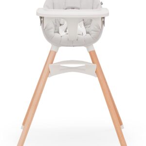 Lalo The Chair Convertible 3-in-1 High Chair - Wooden High Chair for Babies & Toddlers, Baby High Chair with Dishwasher Safe Tray, Adjustable Footrest & Machine Washable High Chair Cushion, Coconut