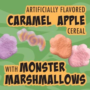 Carmella Creeper Cereal with Monster Marshmallows, Caramel Apple Flavored Kids Cereal, Limited Edition, Made with Whole Grain, Family Size, 15.8 oz