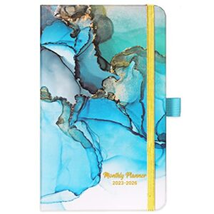 Pocket Planner/Calendar 2023-2026 - Monthly Pocket Planner/Calendar with 63 Notes Pages, Jul. 2023 - Jun. 2026, 3.8" x 6.4", 3 Year Monthly Planner with Inner Pocket + Pen Hold - Teal Waterink