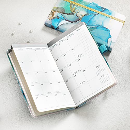 Pocket Planner/Calendar 2023-2026 - Monthly Pocket Planner/Calendar with 63 Notes Pages, Jul. 2023 - Jun. 2026, 3.8" x 6.4", 3 Year Monthly Planner with Inner Pocket + Pen Hold - Teal Waterink