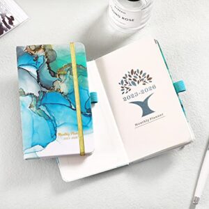 Pocket Planner/Calendar 2023-2026 - Monthly Pocket Planner/Calendar with 63 Notes Pages, Jul. 2023 - Jun. 2026, 3.8" x 6.4", 3 Year Monthly Planner with Inner Pocket + Pen Hold - Teal Waterink