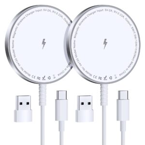 magnetic wireless charger for iphone: mag safe charger fast charging pad 2 pack compatible with iphone 15 14 13 12 pro max plus & airpods 2 3 pro (no adapter)