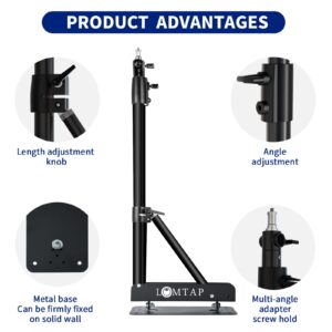 LOMTAP Ring Light Wall Mount Triangle Boom Arm with 180 Metal Flexible Rotation Max Length 4.4 Feet/135cm Adjustable Camera Mount Up to 4.26ft for Monolight, Softbox, Reflector, Strobe Light