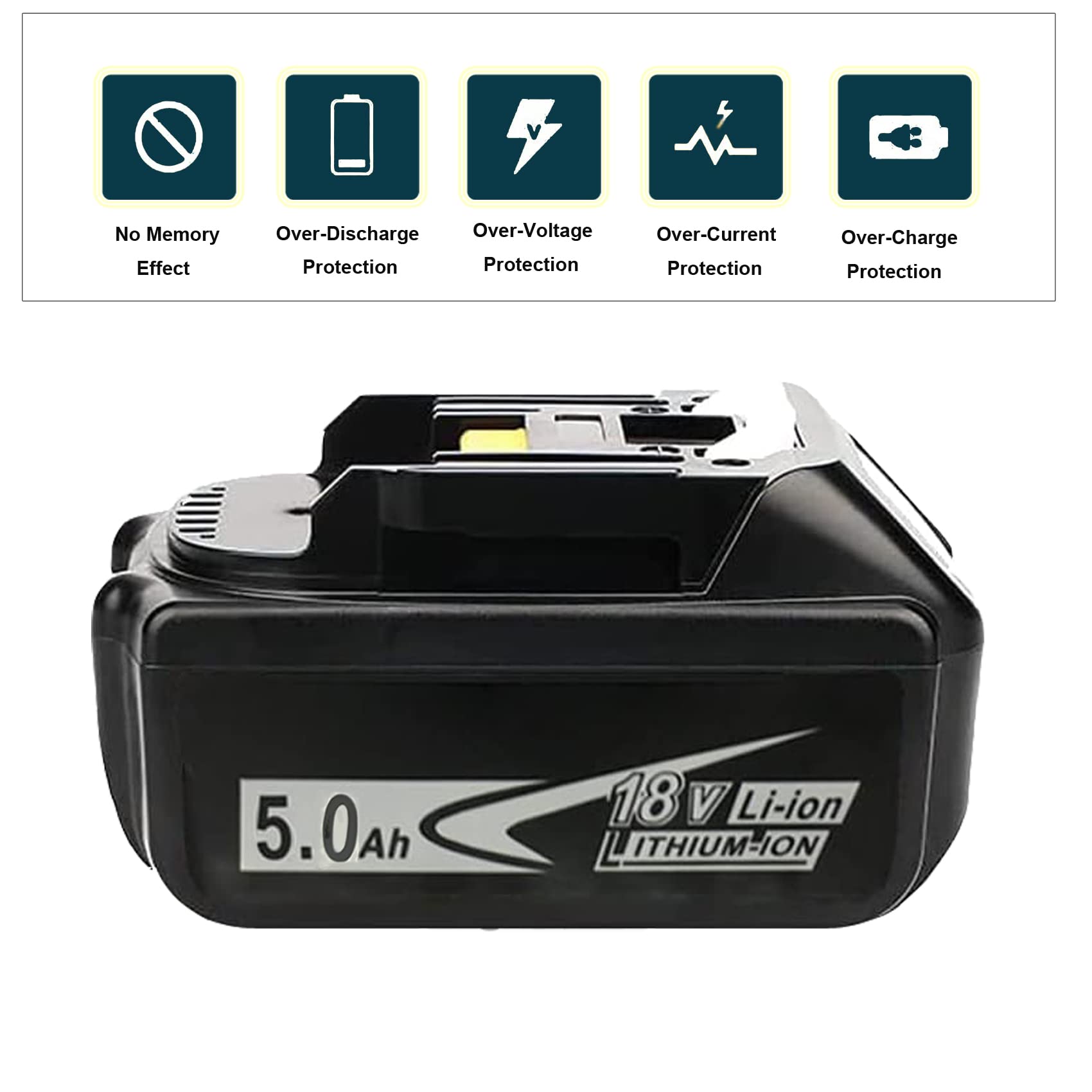 DEWQKI 2 Pack 18V 5.5Ah BL1850B Battery Replacement for Makita 18V Battery Compatible with Makita 18v Tools,Fit with Makita 18V Battery Charger (Makita 18volt Battery)