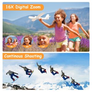 4K Digital Camera, 48MP Compact Camera Autofocus 16X Digital Zoom Portable Camera for Boys, Girls,Adult,Beginners (with 32GB SD Card and 2 Battery)