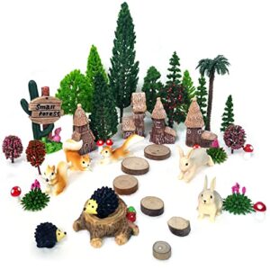 orgmemory 42pcs animal trees, ho scale bushes with animals figures, plastic trees for projects 1.5-6 inch(4-16 cm), model train scenery