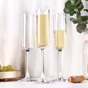 YANGNAY Cylinder Champagne Flutes, Champagne Flute Glass Set of 12, Clear Champagne glasses for Party, Home, Restaurant Use, 6 oz Capacity