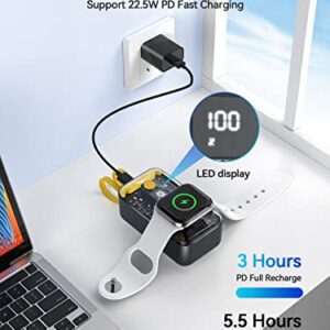 NEWDERY for Apple Watch Charger, 10000mAh Portable Charger Power Bank Built-in Cables, USB C Fast Charging External Battery Pack with LED Display for iPhone15/14/13/12/iWatch/Airpods/Galaxy Phones