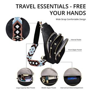 Flovey Crossbody Bags for Women Trendy Sling Bag for Women Crossbody Sling Bags Backpack PU Leather Fanny Packs Chest Bag