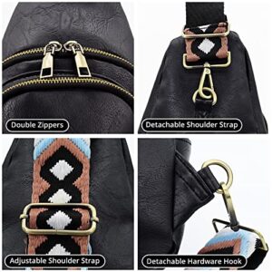 Flovey Crossbody Bags for Women Trendy Sling Bag for Women Crossbody Sling Bags Backpack PU Leather Fanny Packs Chest Bag