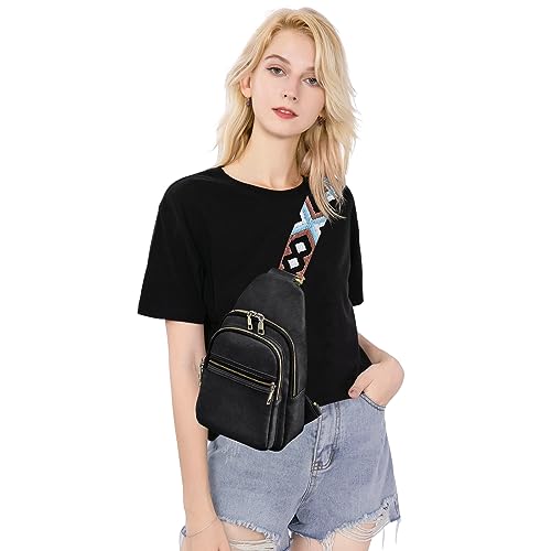 Flovey Crossbody Bags for Women Trendy Sling Bag for Women Crossbody Sling Bags Backpack PU Leather Fanny Packs Chest Bag