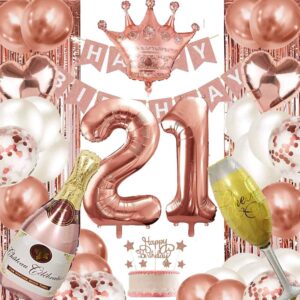 21st birthday decorations for her | rose gold happy 21st birthday party decorations for her | 21 number balloons perfect for 21st birthday party supplies