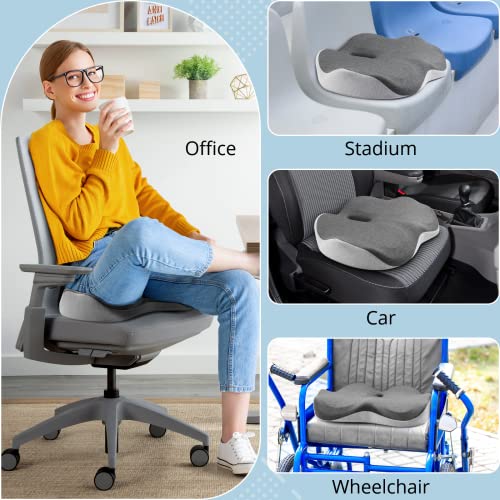 Homaisson Seat Cushion, Memory Foam Office Chair Cushions, Seat Pillow for Tailbone/Back/Sciatica Pain Relief, Non-Slip Desk Chair Cushion