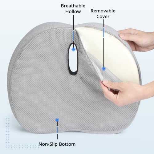 Homaisson Seat Cushion, Memory Foam Office Chair Cushions, Seat Pillow for Tailbone/Back/Sciatica Pain Relief, Non-Slip Desk Chair Cushion