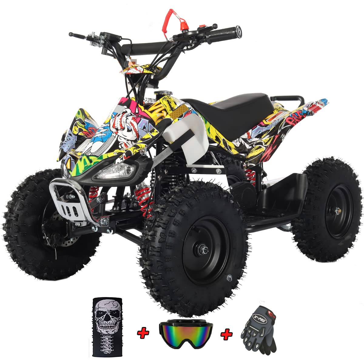 X-PRO Thunder 40 ATV 4 Wheelers 40cc ATV Quads Quad with Gloves, Goggle and Face Mask (Hip Hop)