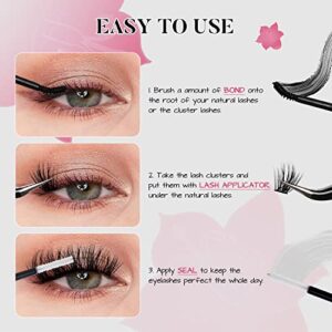 Fowendia Lash Extension Kit Lash Clusters DIY Eyelash Extension Kit with 10-16mm Individual Lashes D Curl Lash Bond & Seal and Remover Lash Applicator for Eyelash Extensions Beginners(F01,Kit)