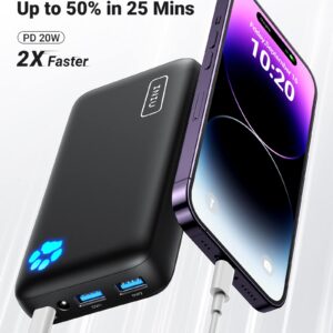 INIU Portable Charger, 22.5W PD QC 20000mAh USB C Power Bank, Fast Charging Battery Pack, 3-Output Phone Charger Compatible with iPhone 15 14 13 12 11 X Samsung S20 S10 Google iPad Tablet