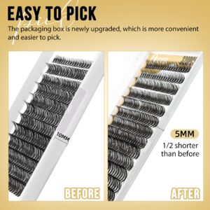 QUEWEL Lash Clusters 320Pcs Cluster Lashes 40D D Curl Lash Clusters Mix9-16mm Individual Eyelashes Clusters Wispy DIY Eyelash Extension Thin Band Soft to Use at Home (40D D Mix9-16)