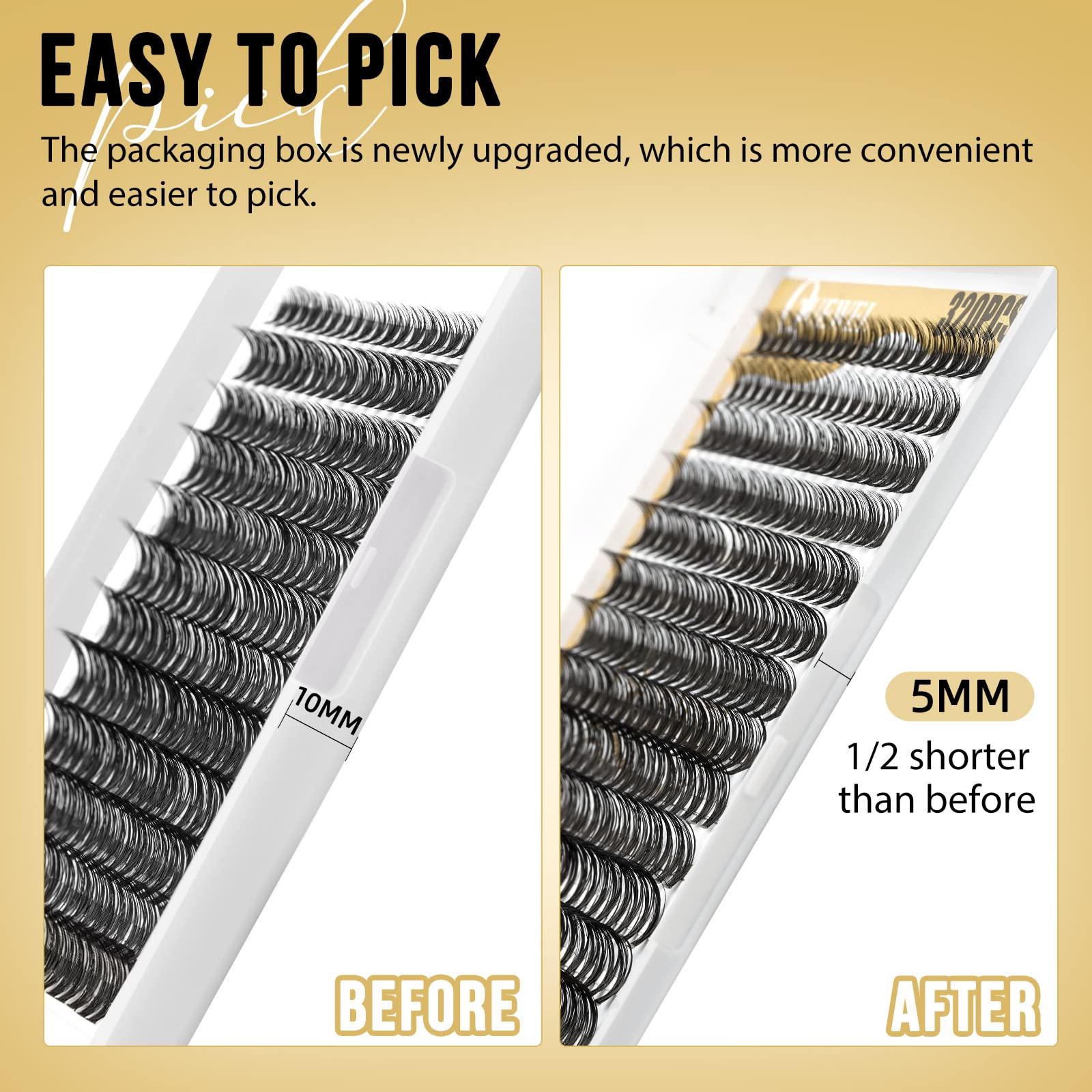 QUEWEL Lash Clusters 320Pcs Cluster Lashes 40D D Curl Lash Clusters Mix9-16mm Individual Eyelashes Clusters Wispy DIY Eyelash Extension Thin Band Soft to Use at Home (40D D Mix9-16)