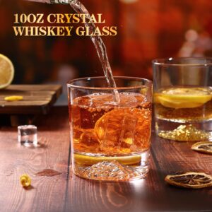 veecom Whiskey Glasses Set 4, Mountain Whiskey Glasses, 10oz Rocks Glasses, Heavy Bottom Bourbon Glass Gifts for Men, Old Fashioned Whisky Glass Sets for Cocktail, Scotch