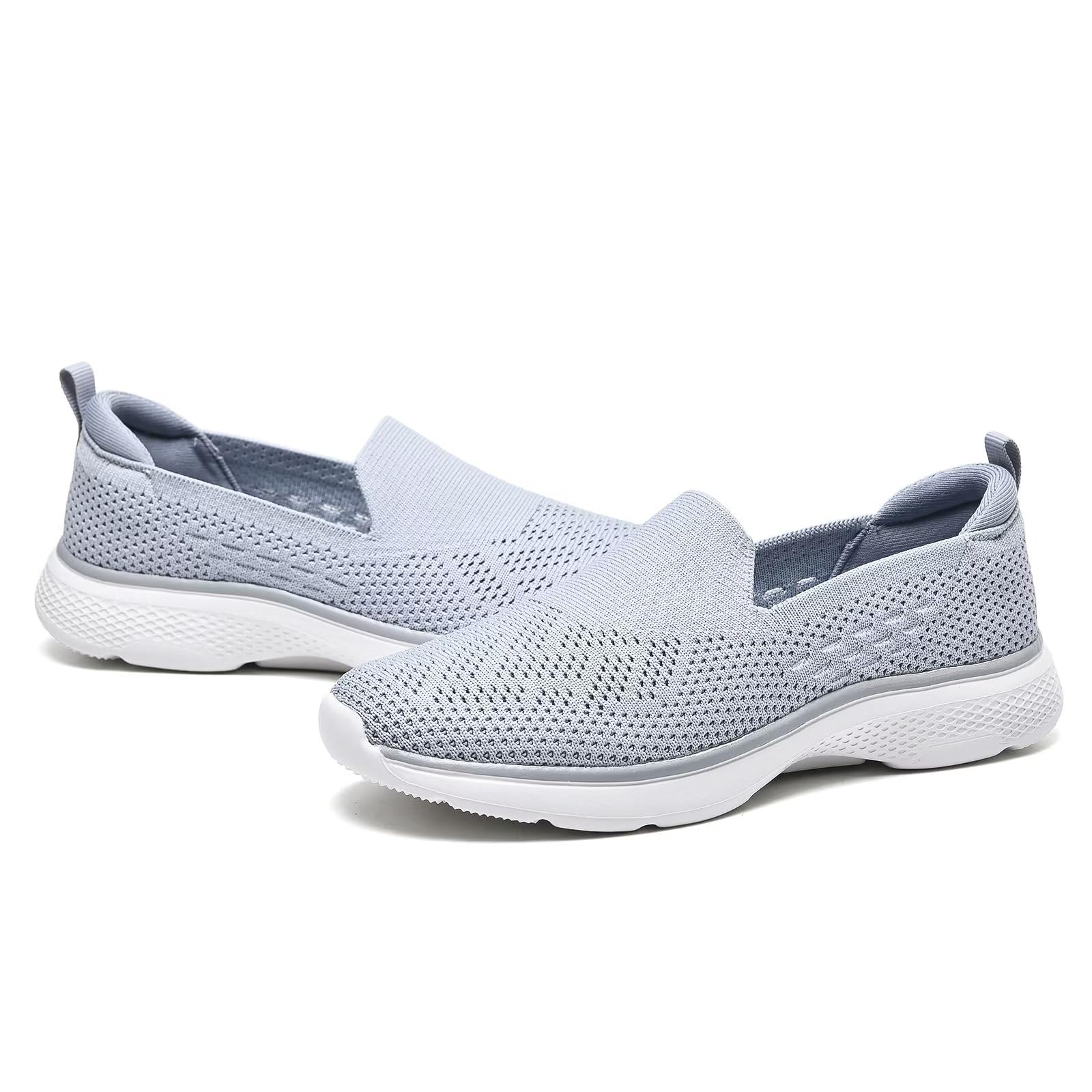 Zuwoigo Women Casual Slip-on Walking Running Shoes - Breathable Workout Gym Work Sneaker 7 B(M) US Light Gray