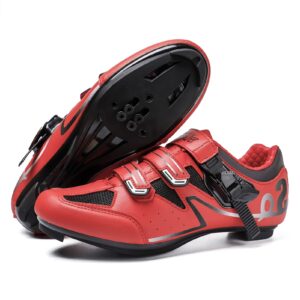 SeeLeQier Unisex Cycling Shoes Compatible with Peleton Women Cycling Shoes Indoor Cycling Shoes for Men Pre-Installed SPD-SL Cleat Set Outdoor Cycle Shoes Pedal,Red01,45