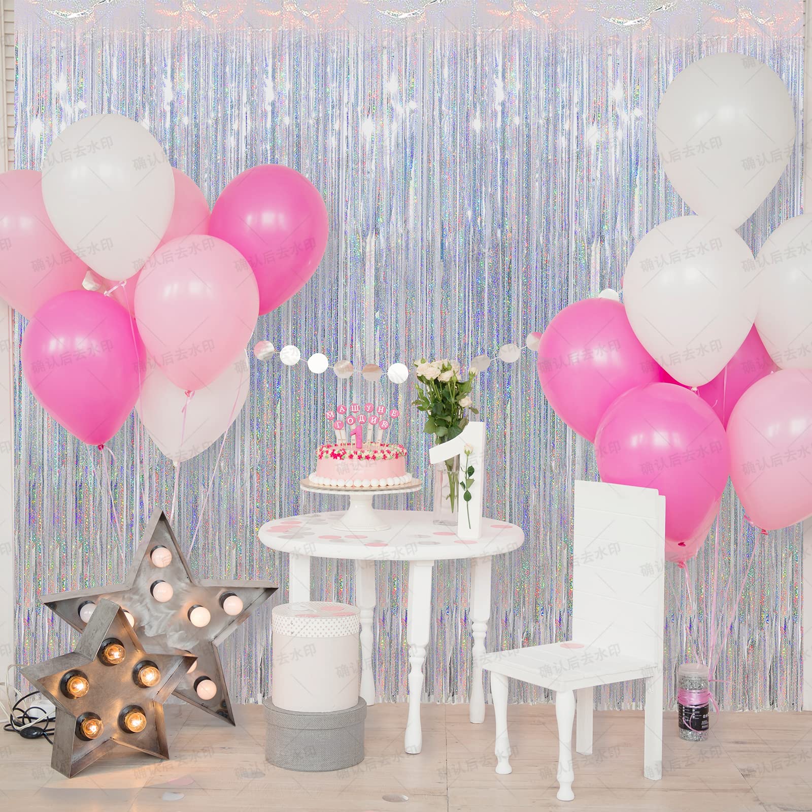 Crosize 3 Pack 3.3 x 9.9 ft Silver Foil Fringe Backdrop Curtain, Streamer Backdrop Curtains, Birthday Party Decorations, Tinsel Curtain for Parties, Galentines Decor, Preppy, Photo Booth