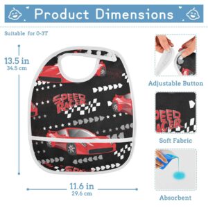 Emelivor Cartoon Cars Arrow Baby Bibs for Baby Boy Girl Feeding Bibs Waterproof Toddler Bibs for Eating Boys Feeding Girls Toddlers 1-3 Years, 2 Pack