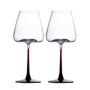giforya wine glasses set of 2,19 oz crystal clear wine glasses, unique long stem wine glasses for daily use or birthday gift, lead-free premium drinking glassware