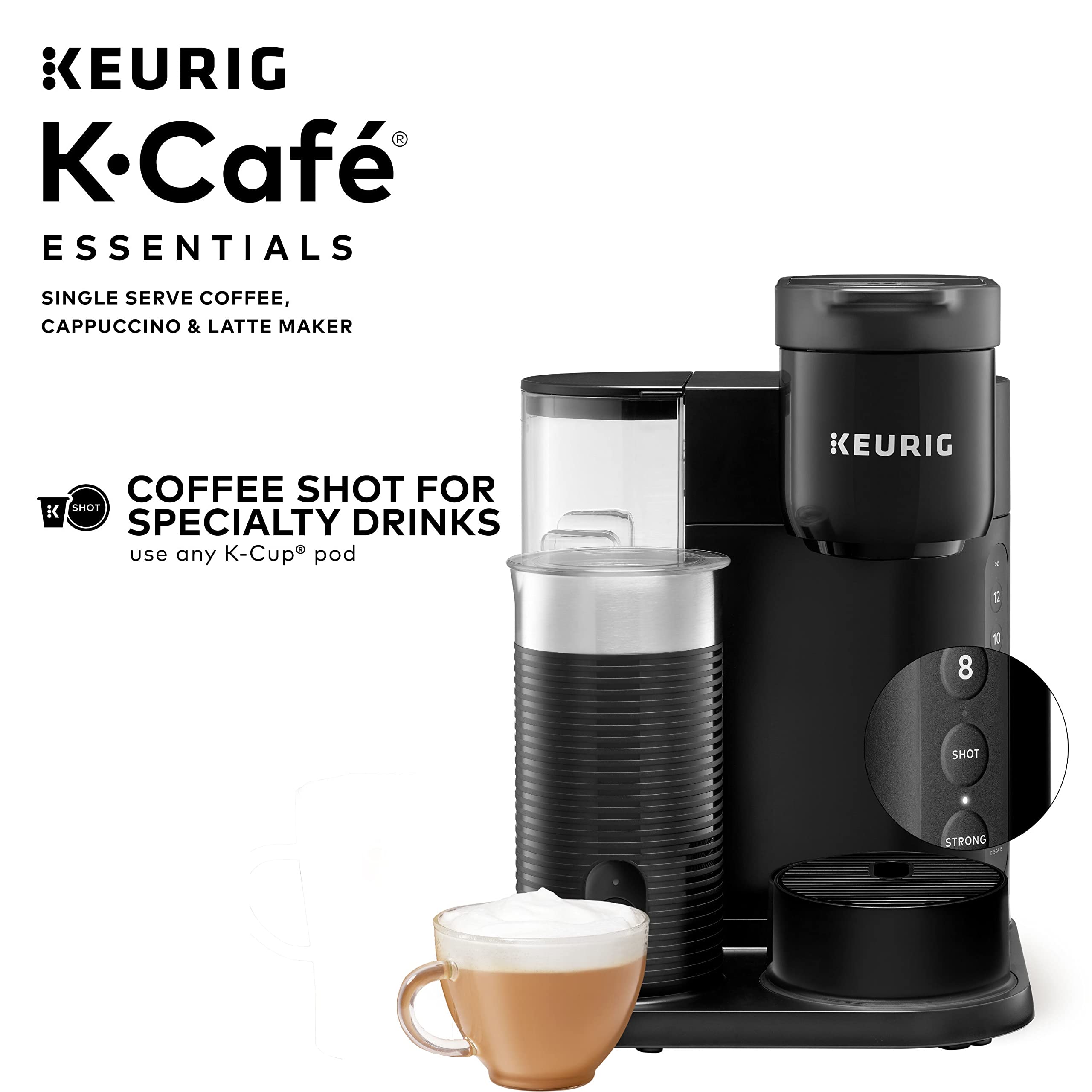 K-Cafe Essentials Single Serve K-Cup Pod Coffee, Latte and Cappuccino Maker, Black