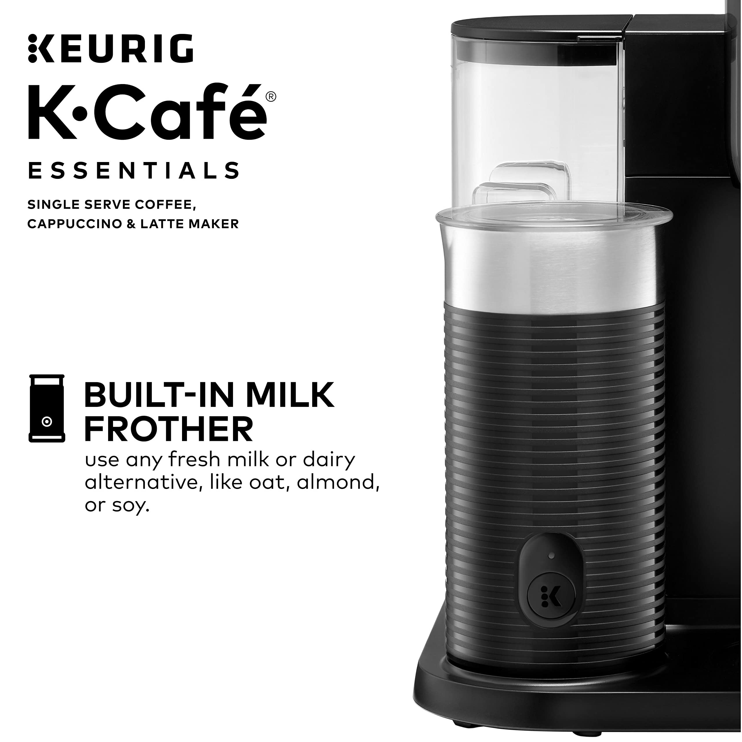 K-Cafe Essentials Single Serve K-Cup Pod Coffee, Latte and Cappuccino Maker, Black