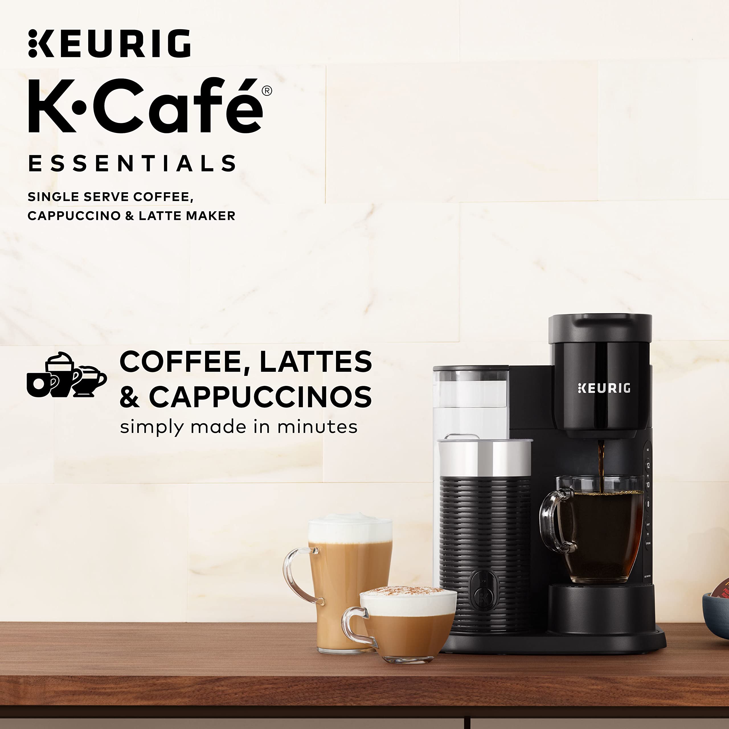 K-Cafe Essentials Single Serve K-Cup Pod Coffee, Latte and Cappuccino Maker, Black