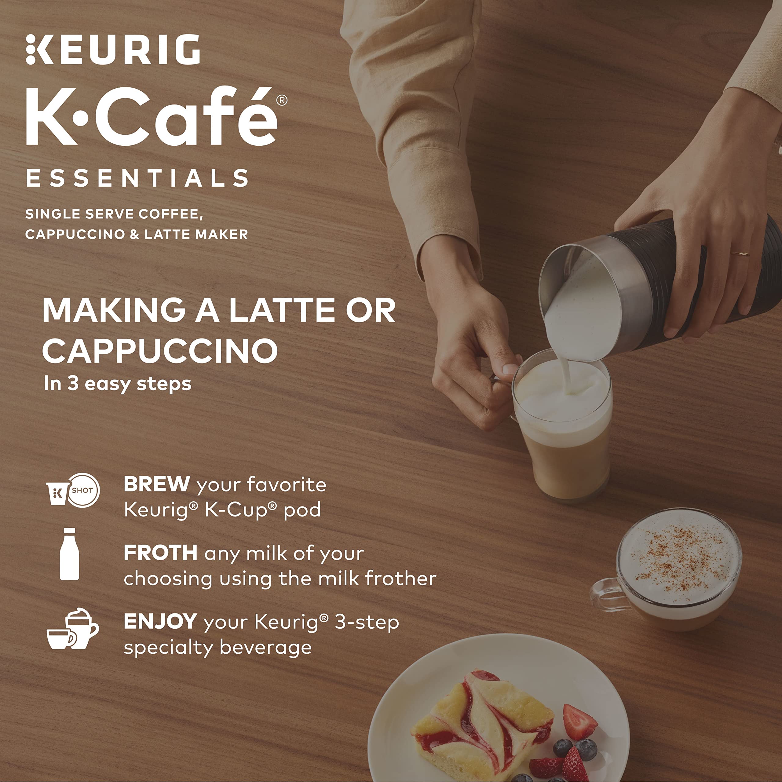 K-Cafe Essentials Single Serve K-Cup Pod Coffee, Latte and Cappuccino Maker, Black