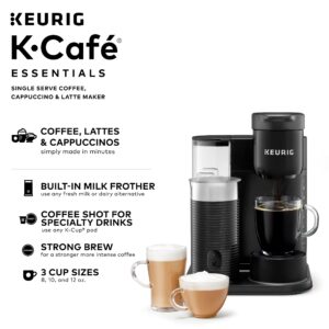 K-Cafe Essentials Single Serve K-Cup Pod Coffee, Latte and Cappuccino Maker, Black