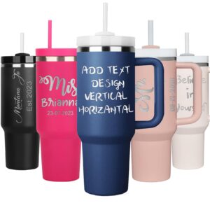 personalized tumbler with name text, 40oz personalized cups with lids & straws,custom tumblers personalized coffee tumbler mug personalized gifts for christmas birthday