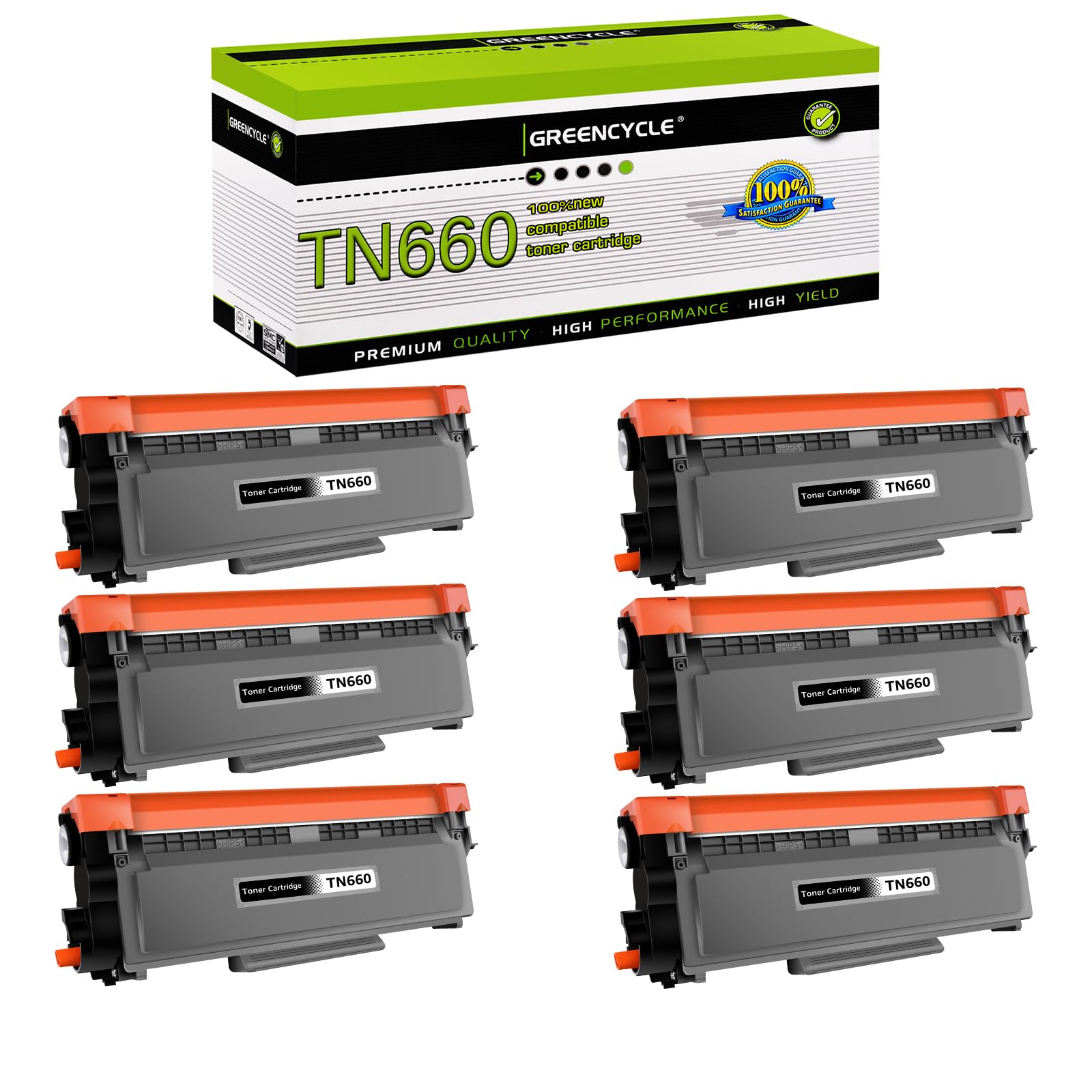 greencycle 6 Pack TN660 TN-660 TN630 TN-630 High Yield Toner Cartridge Compatible Replacement Compatible for Brother MFC-L2700DW DCP-L2540DW HL-L2360DW L2380DW MFC-L2740DW Laser Printer