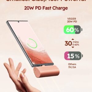 VEGER Portable Charger, USB C Power Bank, 5000mAh Mini Battery Pack Fast Charging 20W Small Charging Bank for Samsung Galaxy S21, S20, S10, S9, Note 20, Pixel, Moto, LG, Oculus Quest, Android Phones