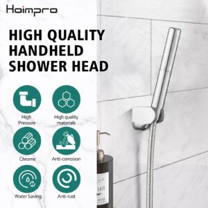 Homipro Chrome Brass 2 In 1 Function High Flow Handheld Shower Head Set High Pressure 7 Inch Chrome Finish Shower Head Sprayer Hand Shower Wand with 59 Inch Hose, Bracket