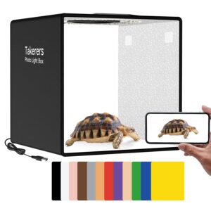 photo studio light box for photography: takerers 12x12 inch professional 5500k dimmable shooting tent kit with 112 led & 6 kinds of double-sided color backdrops for product photography