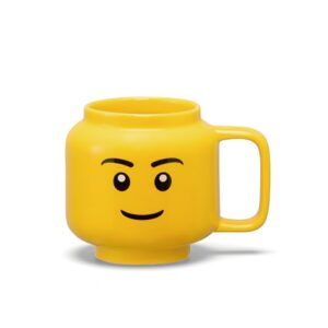room copenhagen lego ceramic mug, iconic boy face, large, 17.9 fl. oz. (530 ml)