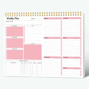 weekly planner notepad undated weekly goals schedule planner to do list notebook planning pad calendars organizers habit tracker journal for man & women,52 weeks (8.5x12")
