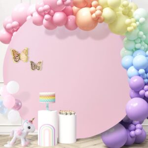 6.5FT Baby Pink Round Backdrop Covers Arch Circle Background Covers for Birthday Party Baby Shower Wedding Background, Suitable for 6ft/6.5ft Circle Stand