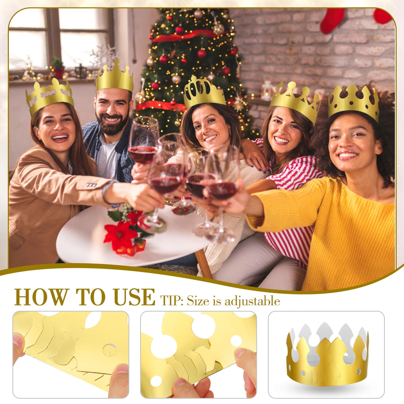 Crtiin 500 Pcs Golden Paper Crowns Bulk Party King Princess Gold Crowns Hats Gold Party Hats for Kids Adults Birthday Celebration Baby Shower Decorations Favors, 10 Styles