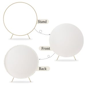 7.2FT Ivory Round Backdrop Covers Circle Background Covers for Birthday Party Baby Shower Wedding Photography Circle Arch Cover, Suitable for 7ft/7.2ft Circle Stand