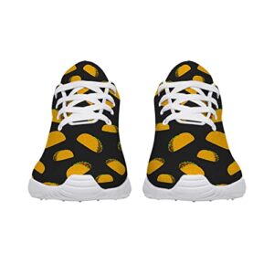 vogiant Funny Shoes Men's Women's Walking Sneakers Tennis Running Shoes Black Tacos Food Pattern Shoes Gifts for Best Friends,Size 7