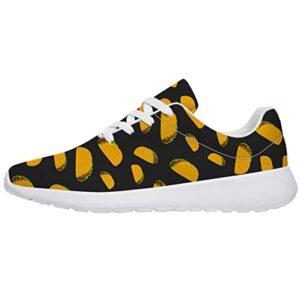 vogiant Funny Shoes Men's Women's Walking Sneakers Tennis Running Shoes Black Tacos Food Pattern Shoes Gifts for Best Friends,Size 7