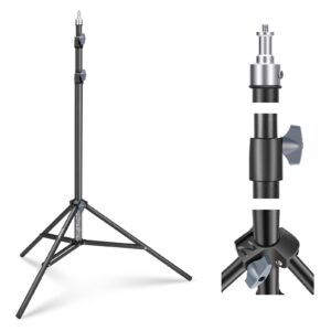 neewer photography light stand 2.85-6.6ft/87-200cm, spring loaded aluminum tripod stand with ø28mm thicker tube diameter for ring light/led light/strobe flash/softbox, max load 22lbs, st-200