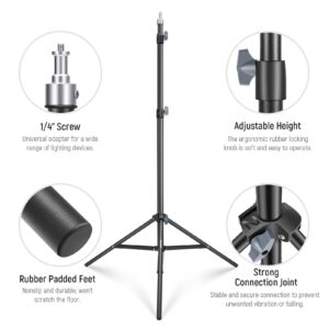 NEEWER Photography Light Stand 2.85-6.6ft/87-200cm, Spring Loaded Aluminum Tripod Stand with ø28mm Thicker Tube Diameter for Ring Light/LED Light/Strobe Flash/Softbox, Max Load 22lbs, ST-200