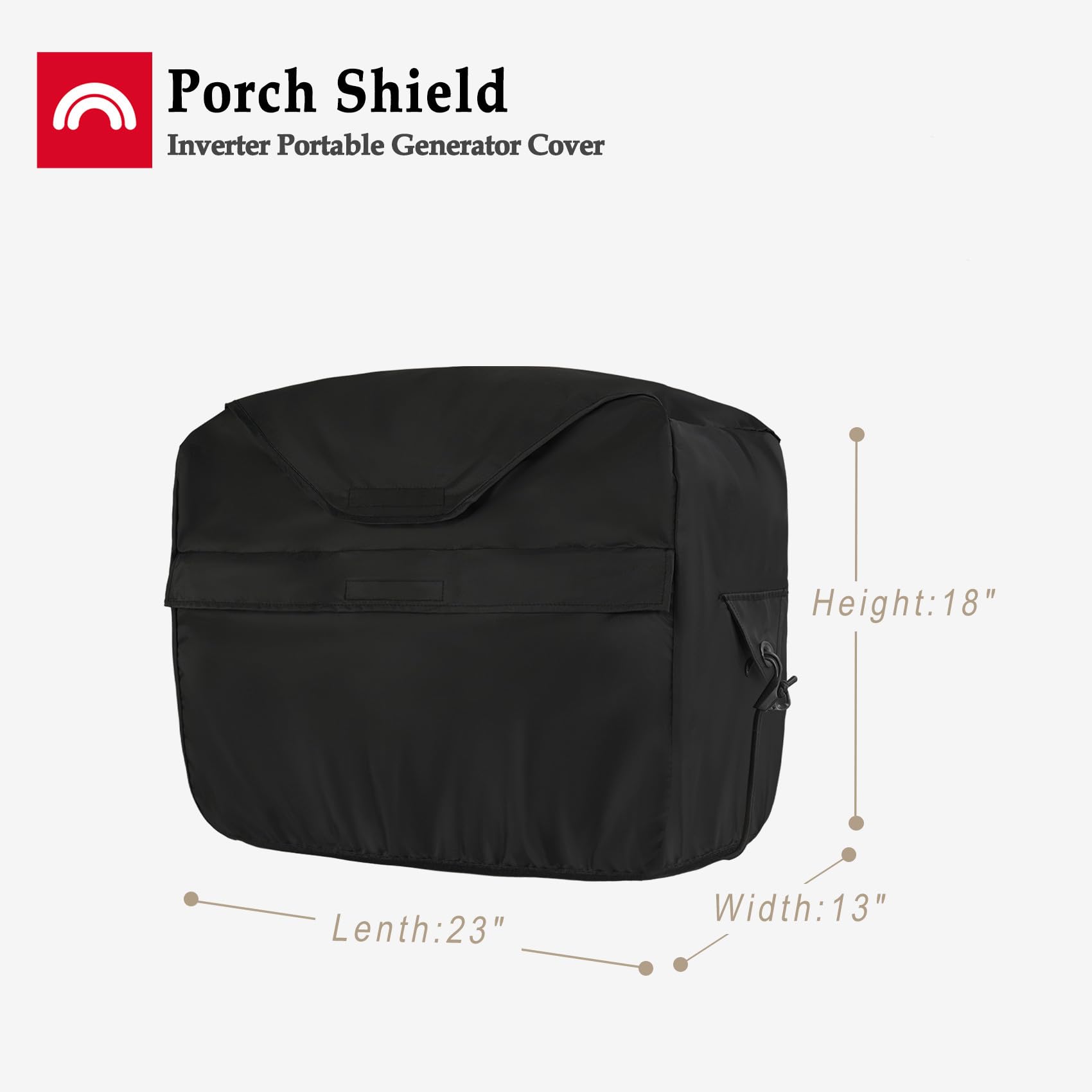 Porch Shield Outdoor Generator Cover for Most Inverter Portable Generator EU2200i EU3200 Waterproof Generator Storage Cover 23x13x18 Inch Black